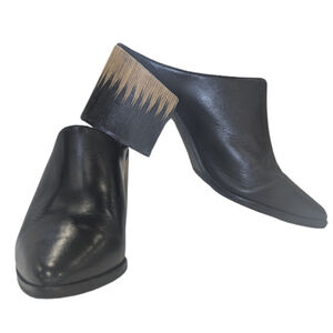 Sculptural Heel Black Leather Mules | Matisse Evie | Modern Minimalist Size 8M